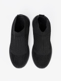 Black Sporty Slip-On Sneakers with Mesh Upper