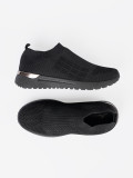 Black Sporty Slip-On Sneakers with Mesh Upper
