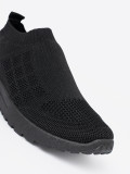 Black Sporty Slip-On Sneakers with Mesh Upper