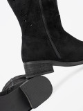Black Suede Knee-High Boots