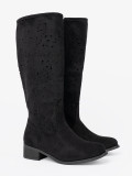 Black Suede Knee-High Boots