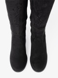 Black Suede Knee-High Boots