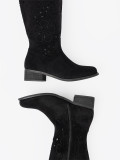 Black Suede Knee-High Boots