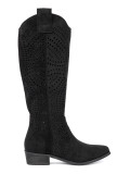 Black Cut-Out Cowboy Style Boots
