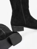 Black Cut-Out Cowboy Style Boots