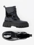 Black Patent Ankle Boots on Chunky Sole