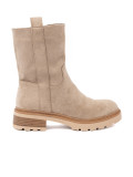 Minimalist Beige Ankle Boots in Soft Suede
