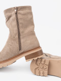 Minimalist Beige Ankle Boots in Soft Suede