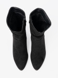 Black Suede Ankle Boots with Elegant Gathering