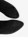 Black Suede Ankle Boots with Elegant Gathering