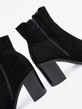 Black Suede Ankle Boots with Block Heel