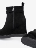 Black Suede Ankle Boots with Elegant Buckle