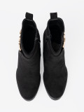 Black Suede Ankle Boots with Elegant Buckle