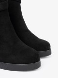 Black Suede Ankle Boots with Elegant Buckle