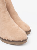 Beige Ankle Boots on Comfortable Low Wedge