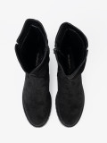 Black Ankle Boots with Ruffled Shaft and Zipper