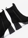 Elegant Ankle Boots with Block Heels and Elastic Inserts