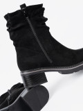 Black Ankle Boots with Decorative Ruching