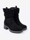 Black Ankle Boots with Decorative Ruching