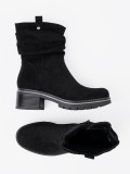 Black Ankle Boots with Decorative Ruching