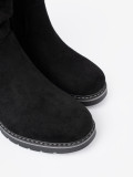 Black Ankle Boots with Decorative Ruching
