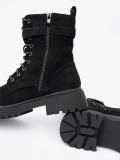 Black Ankle Boots with Buckle and Lacing