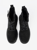 Black Ankle Boots with Buckle and Lacing
