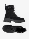 Black Ankle Boots with Buckle and Lacing