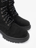 Black Ankle Boots with Buckle and Lacing