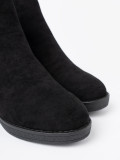 Black Suede Ankle Boots with Elastic Insert