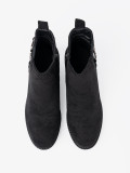 Black Suede Ankle Boots with Elastic Insert
