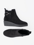 Black Suede Ankle Boots with Elastic Insert