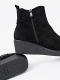 Black Suede Ankle Boots with Elastic Insert