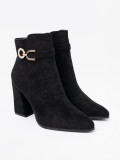 Elegant Black Ankle Boots with Jewelry Accent