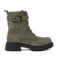 Dark Green Ankle Boots with Thick Sole and Laces