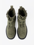 Dark Green Ankle Boots with Thick Sole and Laces