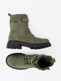 Dark Green Ankle Boots with Thick Sole and Laces