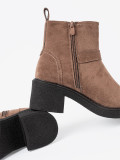 Stylish Beige Ankle Boots with Stable Heel