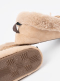 Warm Beige Slippers with Bow