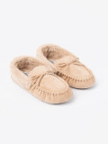 Warm Beige Slippers with Bow