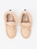 Warm Beige Slippers with Bow