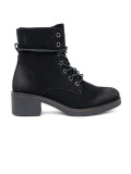 Black Lace-Up Ankle Boots with Low Heel