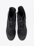 Black Lace-Up Ankle Boots with Low Heel