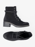 Black Lace-Up Ankle Boots with Low Heel
