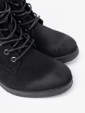 Black Lace-Up Ankle Boots with Low Heel