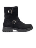 Modern Black Ankle Boots with Silver Buckles