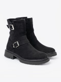 Modern Black Ankle Boots with Silver Buckles