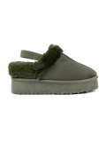 Dark Green Faux Fur Snow Boots