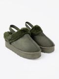Dark Green Faux Fur Snow Boots