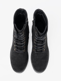Black Lace-Up Ankle Boots with Thick Sole